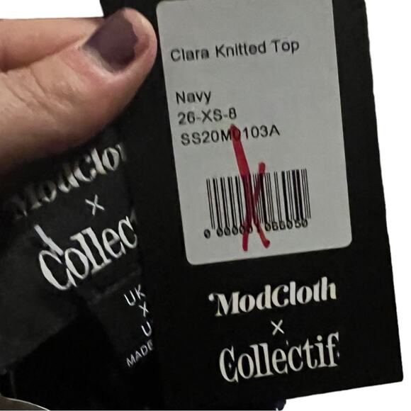 NWT ModCloth x Collectif All Buttoned Up Clara Knit Sweater Nautical Tank Top - Picture 8 of 10